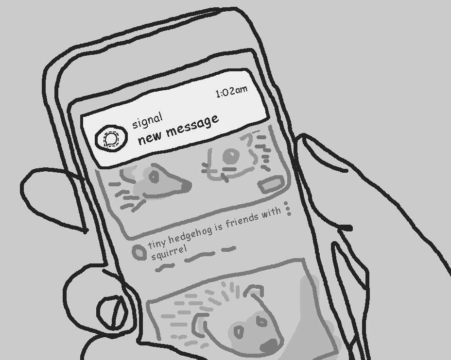 The cute hedgehog videos again but this time to Signal notification just says new message.